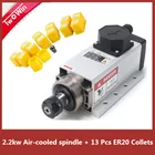 Квадратный шпиндель с воздушным охлаждением 2,2 кВт, 13 шт., ER20, 0,01 мм, 220 В, четыре подшипника для гравировального фрезерного станка с ЧПУ