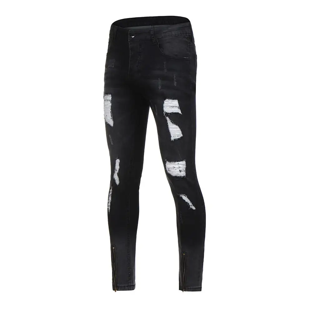 2018 Spring Autumn Fashion Hole Men Jeans Straight Slim Hot Sale New Brand Zipper High Quality Men's GD1087 | Мужская одежда
