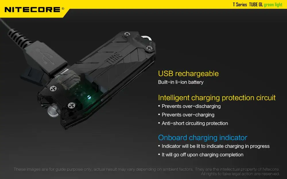 1 шт. Nitecore трубка BL/BUBE GL/трубка RL/УФ перезаряжаемая USB трубка брелок Светильник