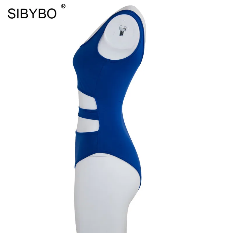 Женские открытые комбинезоны без рукавов Sibybo, повседневный комбинезон с открытой спиной, пляжное узкое боди для лета