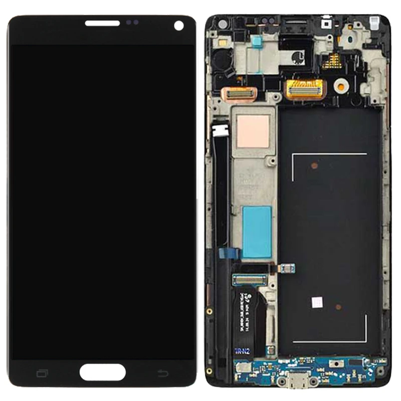 Оригинальный ЖК дисплей для samsung Galaxy Note 4 AMOLED сенсорный экран SM N910F N910C рамка