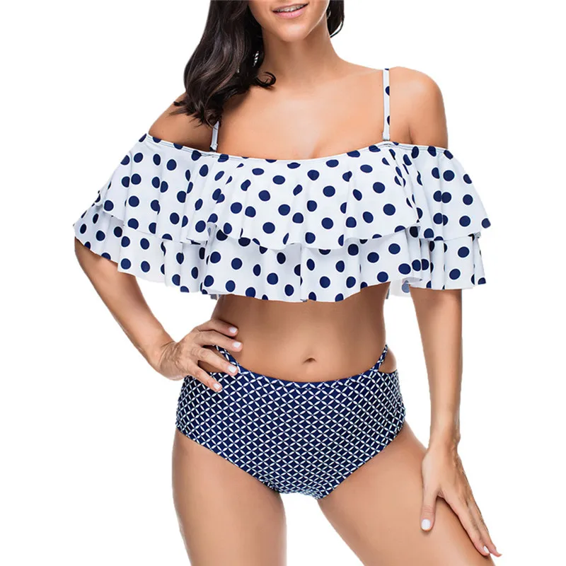

2019 New Style Fashion Hot Women Sexy Ruffle Bandage Plaid Push-up Padded Bikini Set Swimsuit Bathing Swimwear #A