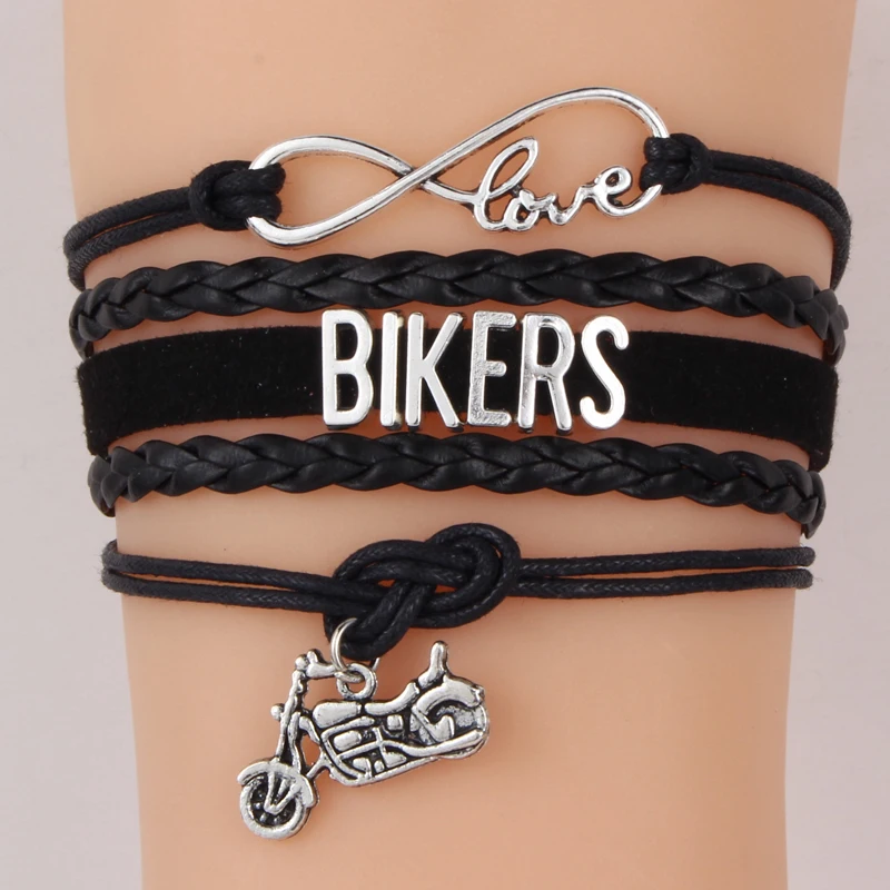 Браслет Infinity Love Bikers Байкерский браслет с подвесками ручная работа плетеные