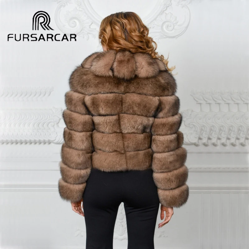 Женская куртка из натурального Лисьего меха FURSARCAR роскошная зимняя натуральной
