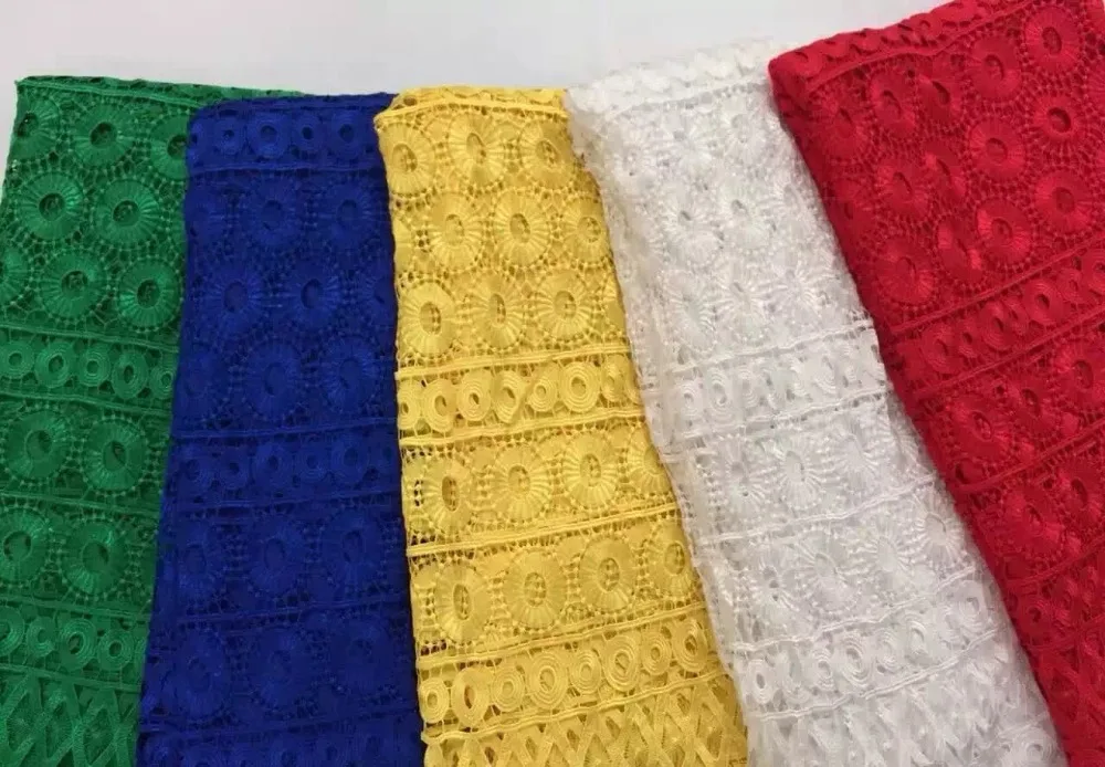 RF05-1 Red African High Quality african Net guipure Lace French Voile Guipure cord Fabric For dress 5yd/lot Free Shipping |