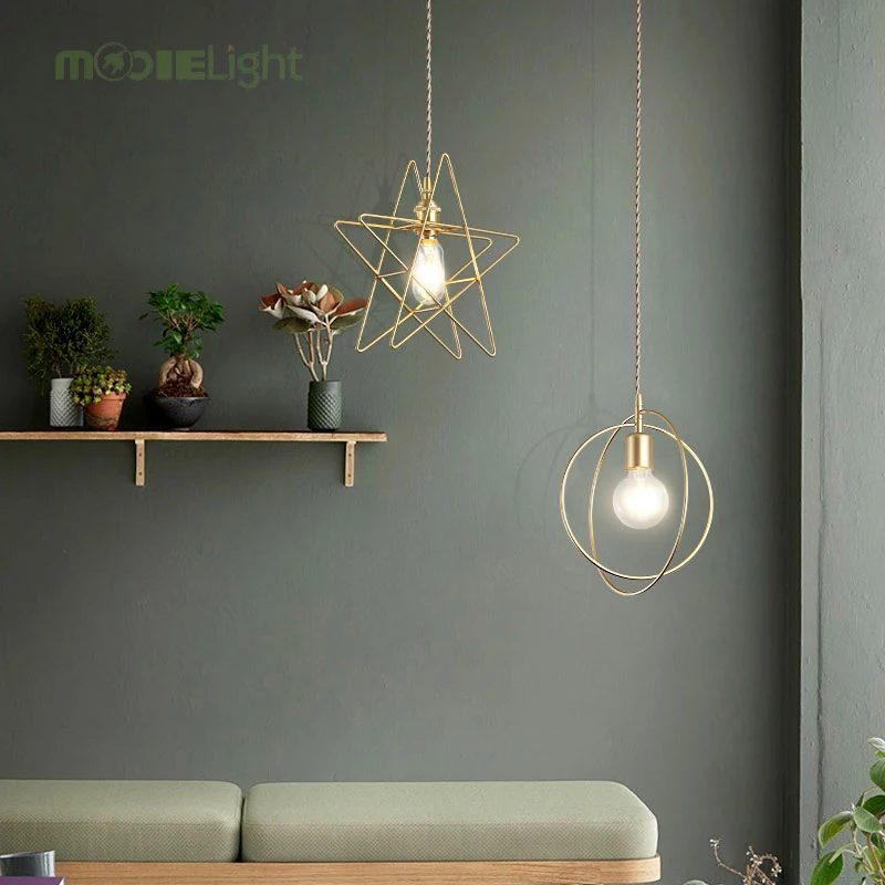 Современный медный светодиодный подвесной светильник E27 в стиле ретро