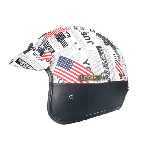 LDMET Кожа PU casco moto Винтаж moto rcycle шлем capacetes de moto ciclista панк Кафе racer с открытым лицом камуфляж - Цвет: 6