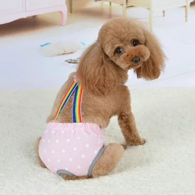 light pink dot Новинка, милые физиологические штаны с ремешком для домашних животных, трусы, трусы для менструации для женщин, нижнее белье для мальчиков, собак, кошек - Цвет: light pink dot