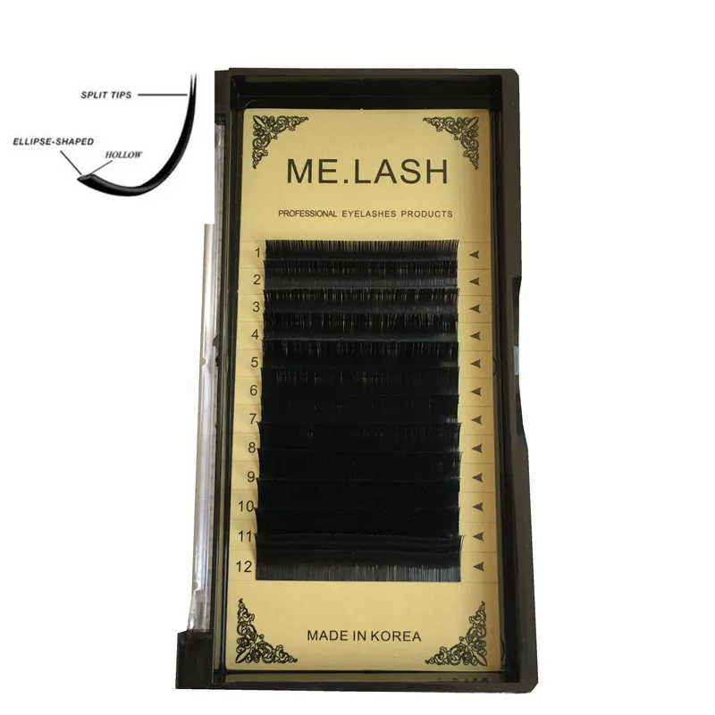 ME.LASH Wholesale 20 Trays/lot Elliptical Flat Lashes Fake Mink Professional Soft Grafted Eyelash Extensions From Korea