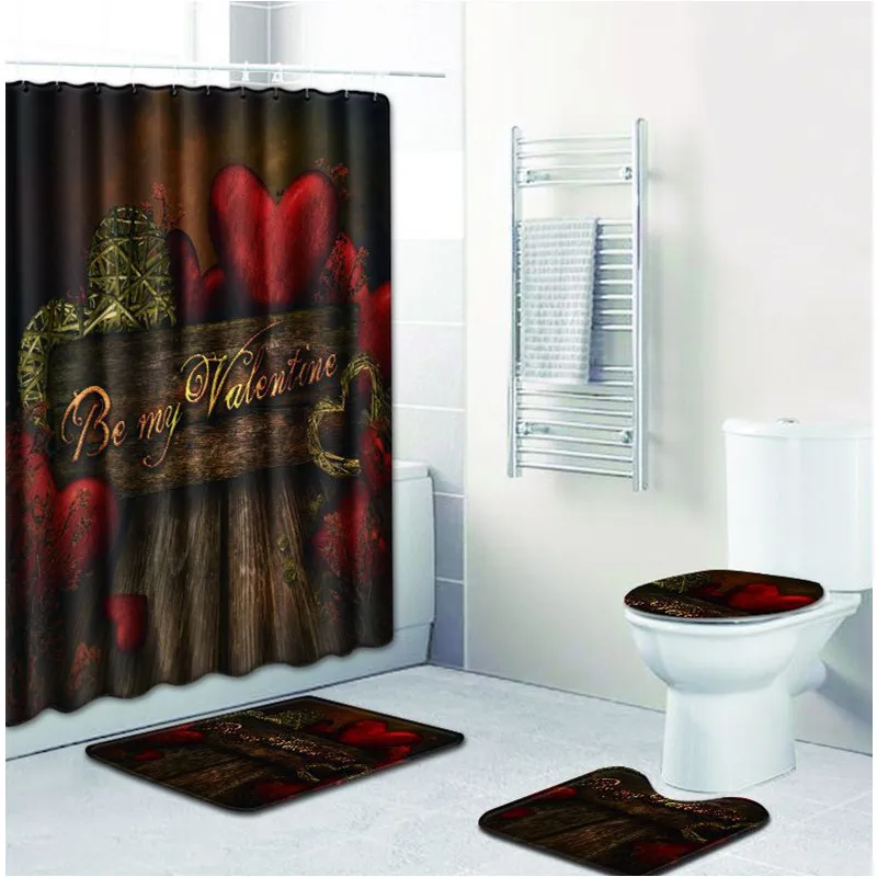 Free Shipping 4pcs Love Candle Cup Banyo Paspas Bathroom Carpet Toilet Bath Mat Set Non Slip Tapis Salle De Bain Alfombra Bano | Дом и сад