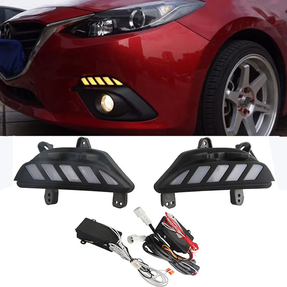 Автомобильный дневной свет 2 шт светодиодный DRL для Mazda 3 2014 2015 2016 Противотуманные