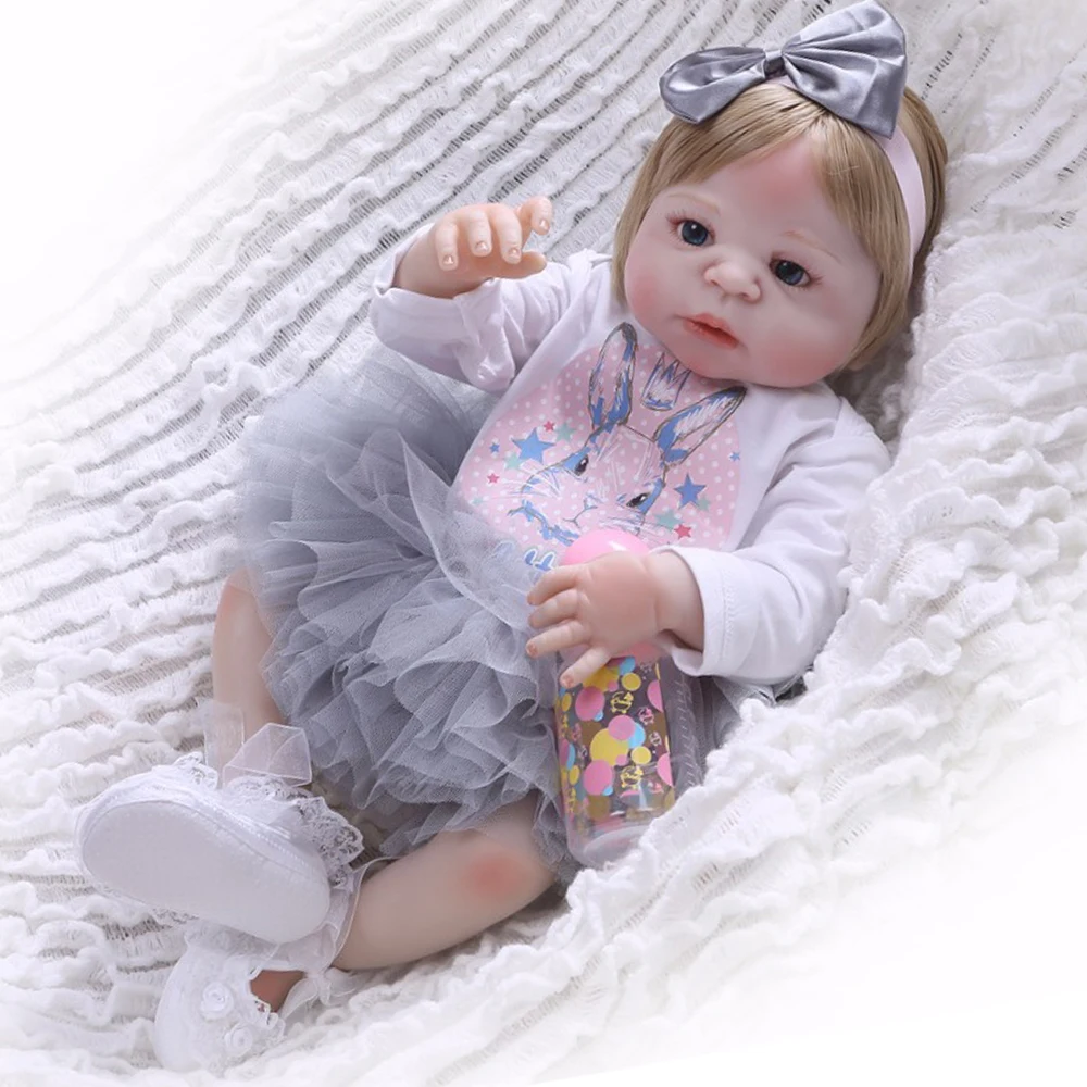 Bebes Reborn Baby Doll 55 см светлые волосы для девочек виниловые силиконовые NPK коллекция