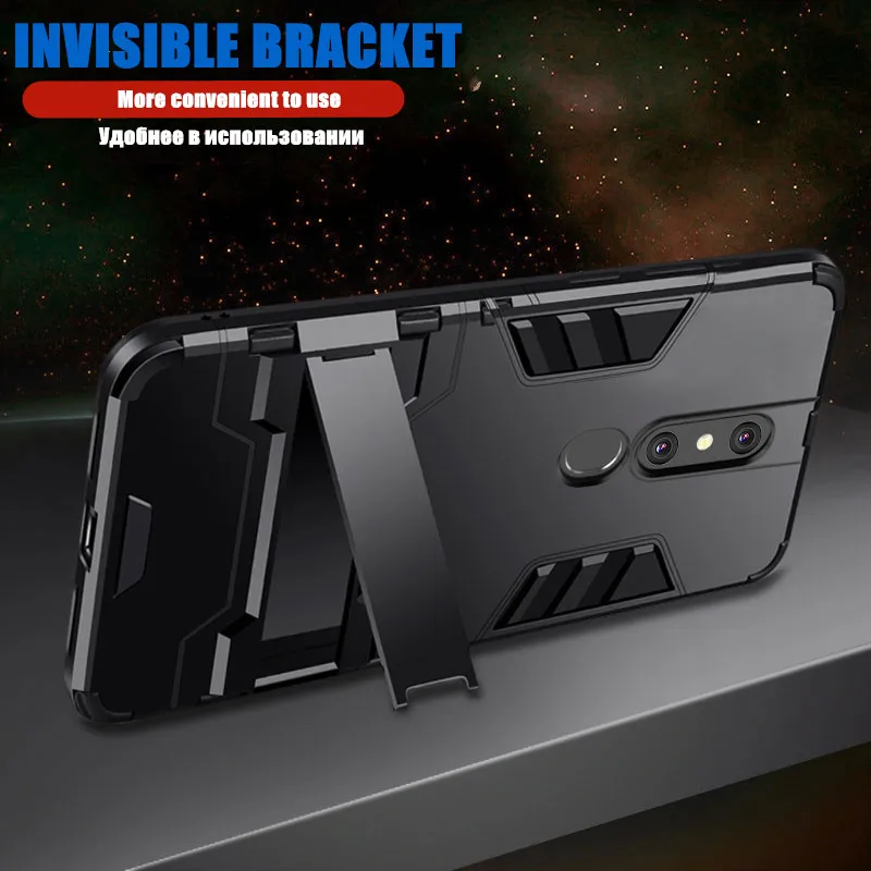 Shockproof Armor Case For OPPO F11 Pro Hybrid Rubber Bumper Hard Bracket PC Back Cover Reamlme 1 Reno R17 X27 Phone | Мобильные