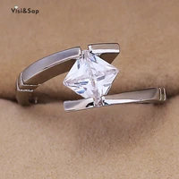 visisap white gold color square zircon engagement wedding rings for women fashion jewelry dropshipping ring supplier b2610