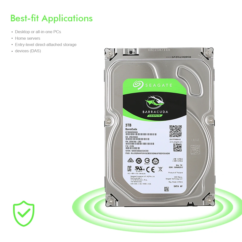 Seagate 3 ТБ Настольный HDD внутренний жесткий диск 5400 об/мин SATA 6 ГБ/сек. 64 МБ кэш 5 дюйма
