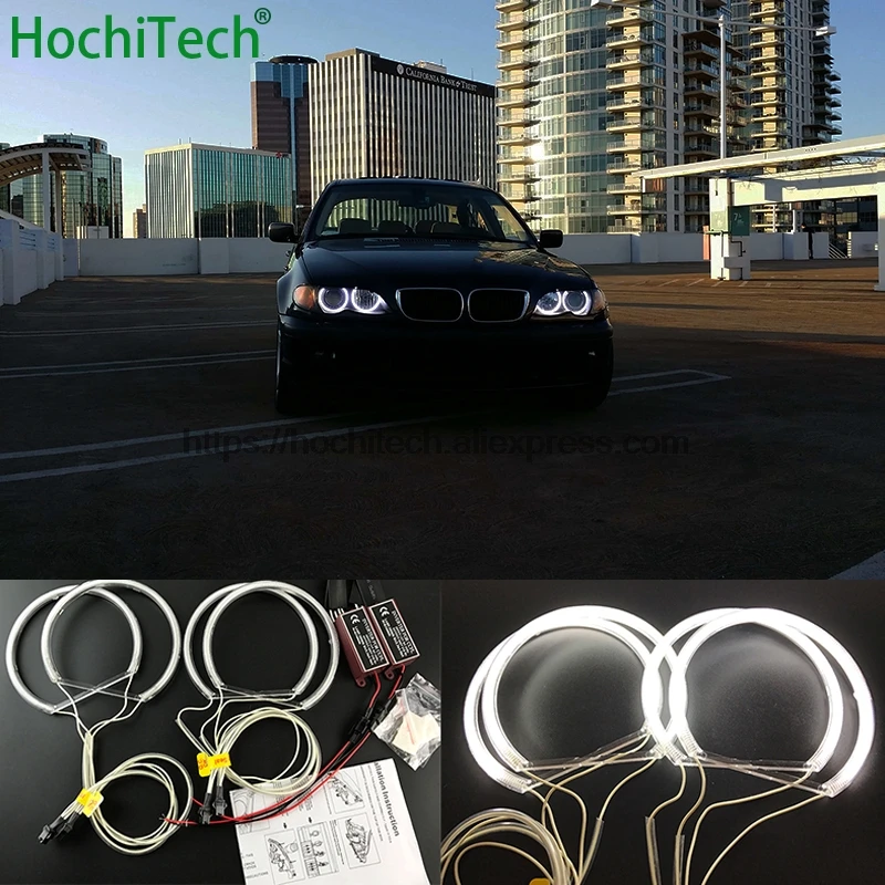

HochiTech for BMW 1998-2005 E46 sedan touring with PROJECTORS car styling Ultra Bright CCFL Angel Demon Eyes Kit White Halo Ring