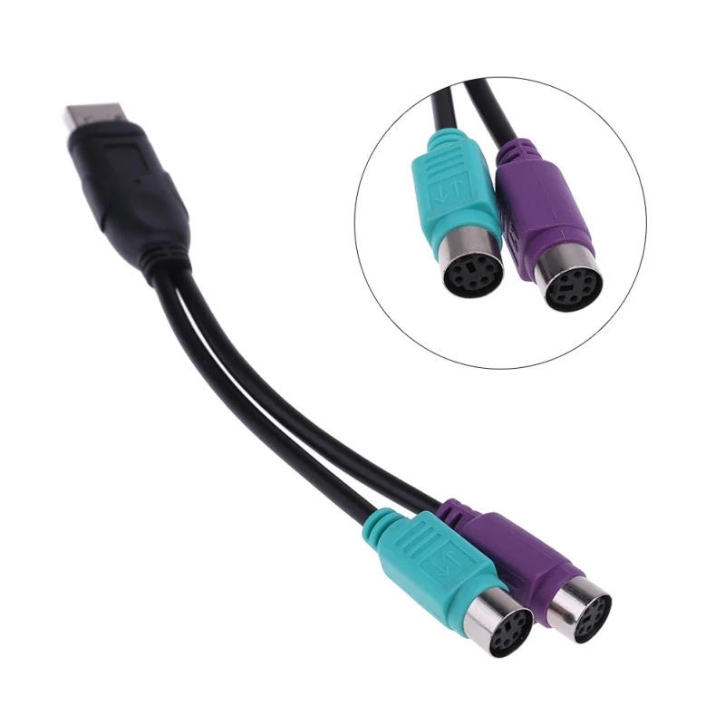 Переходник USB в PS/2 PS2 Папа мама адаптер шнура конвертера для клавиатуры и