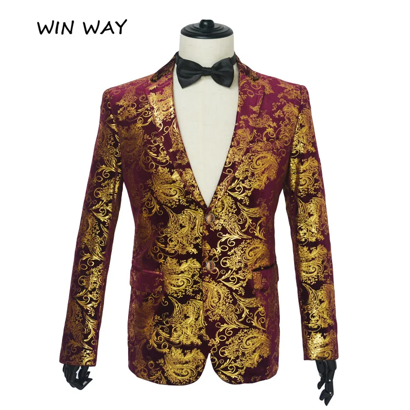 Win Way мужские вечерние костюмы с цветочным принтом Стильный Ужин Фиолетовый