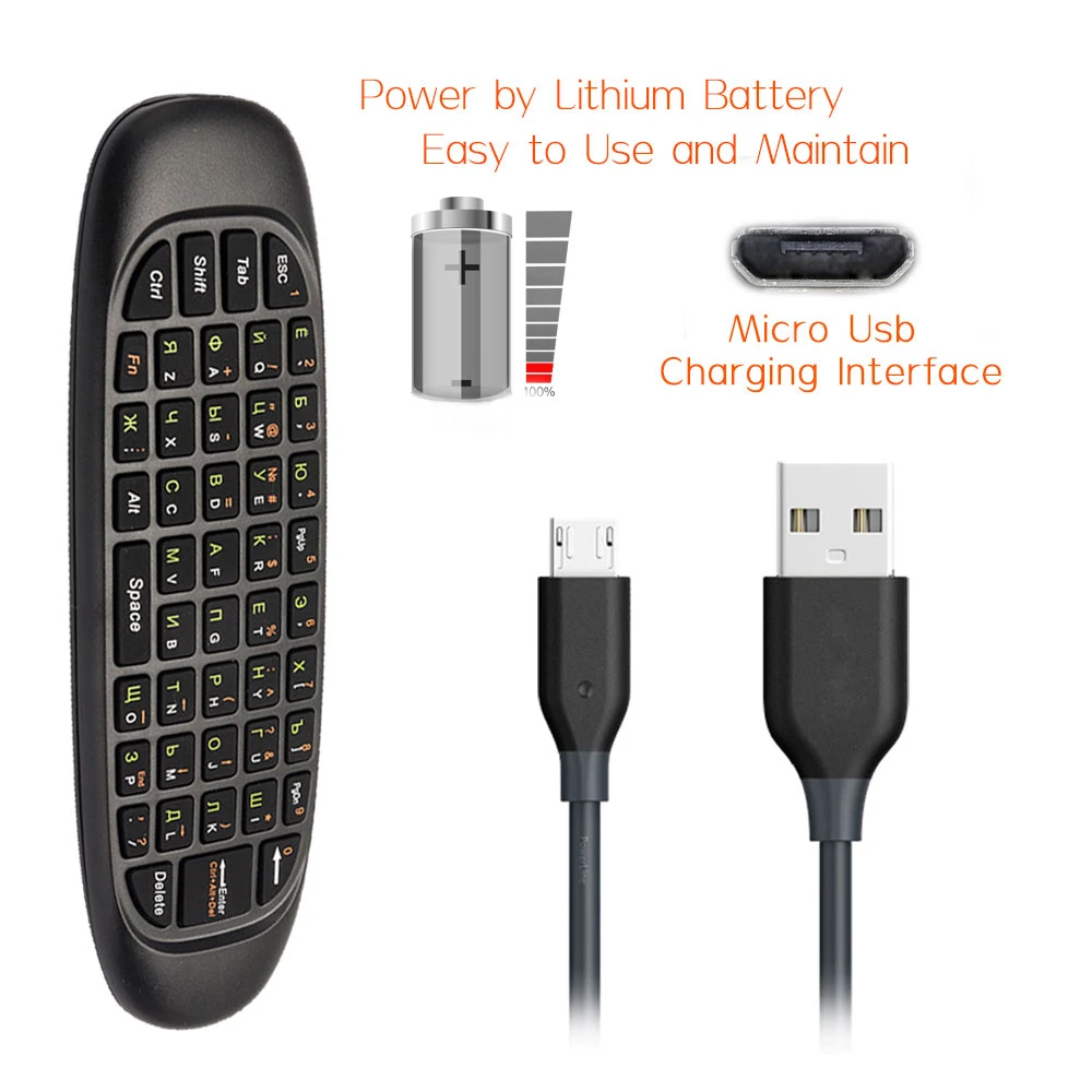 Беспроводная Русская мини-клавиатура G64 Air Remote Mouse 2 4G с Android TV Control Fly для box |