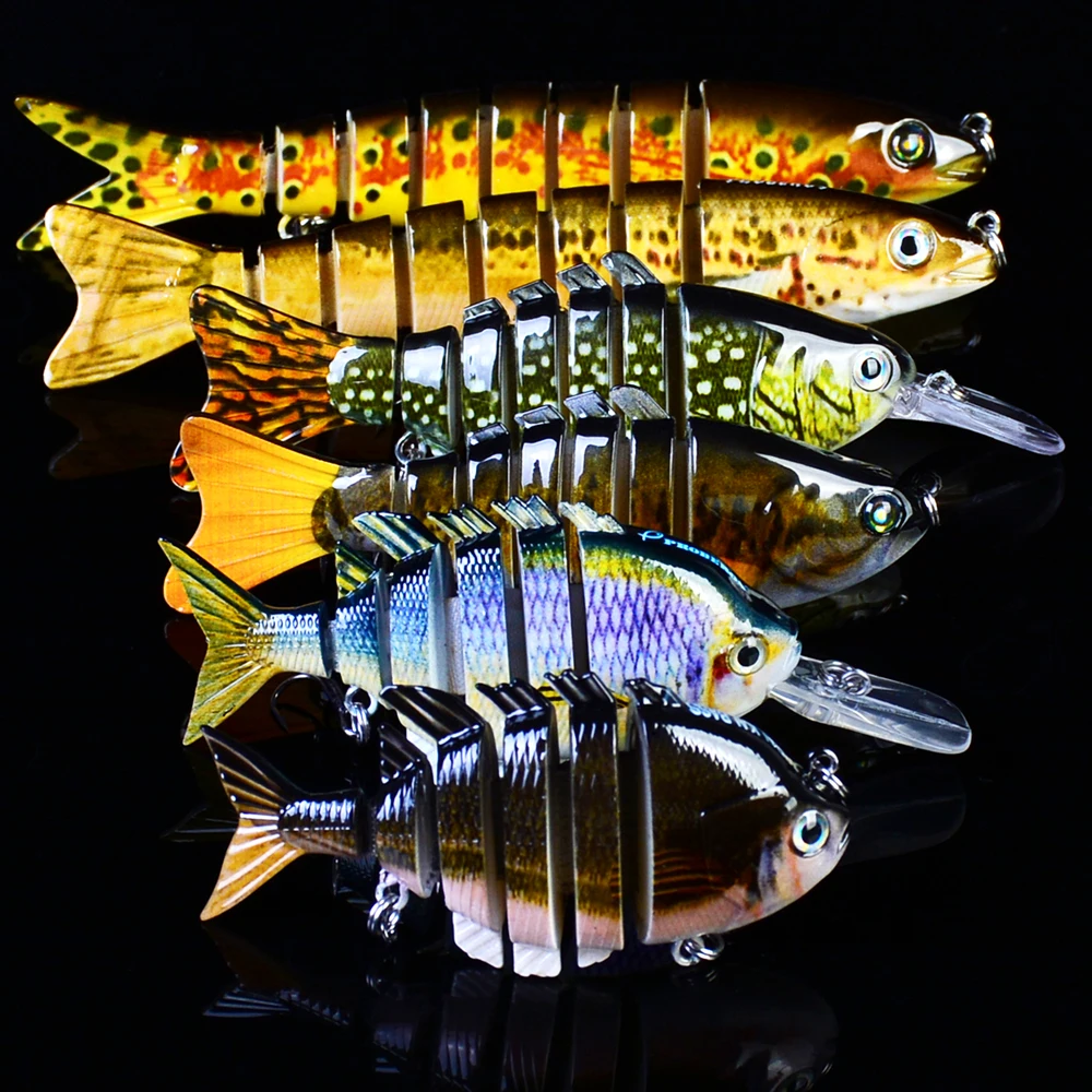 6 pcs Artificial bait 8 Segments Fishing Lures Multi Jointed Sinking Swimbait 15.5g Hard Bait Tackle Wobblers lure Crank | Спорт и