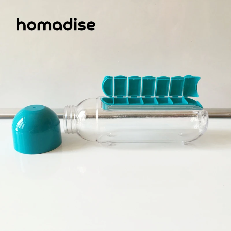 Homadise Спортивная бутылка для воды со встроенной ежедневной коробкой таблеток