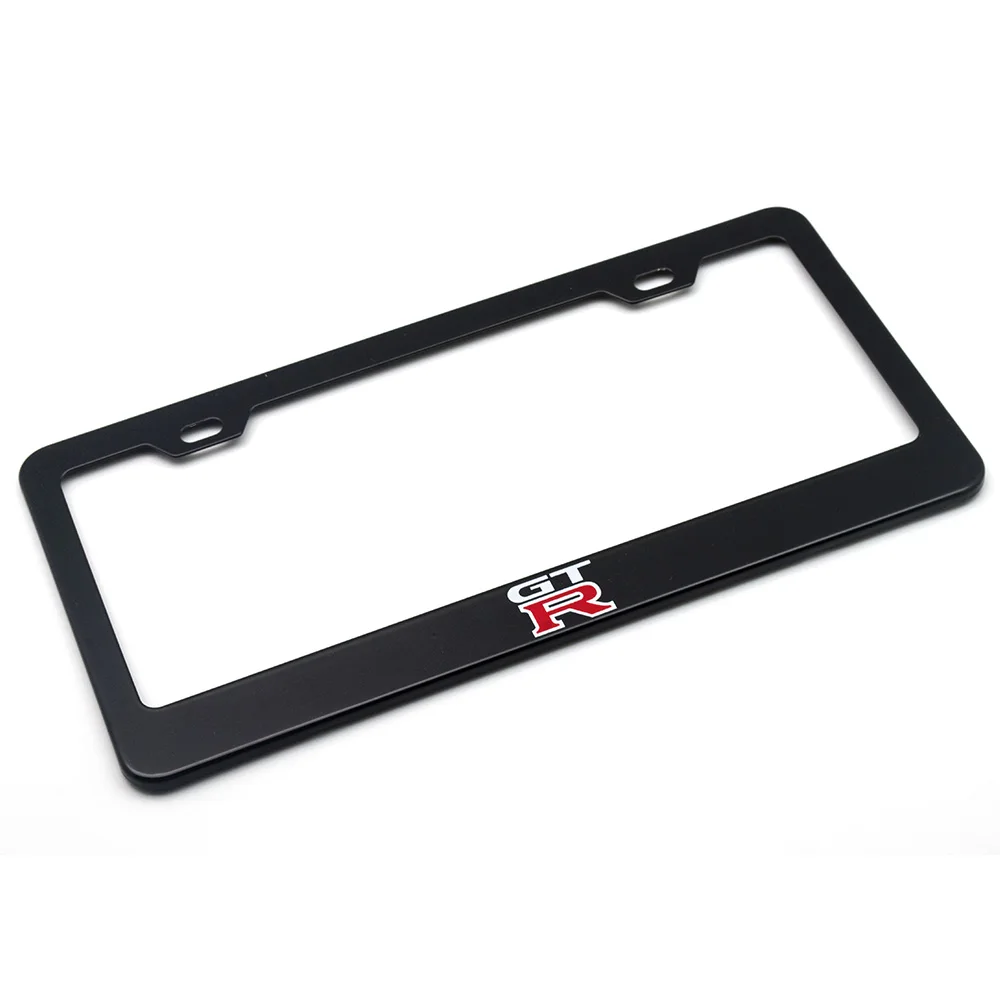 1 pcs Stainless Steel Universal Holes Black Car License Plate Frame Number plate Holder with 2 Chrome Screw Caps for GTR | Автомобили и