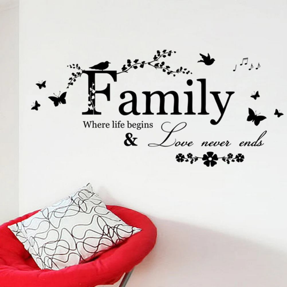 Новая семейная любовь никогда не заканчивается Цитата Виниловая наклейка на