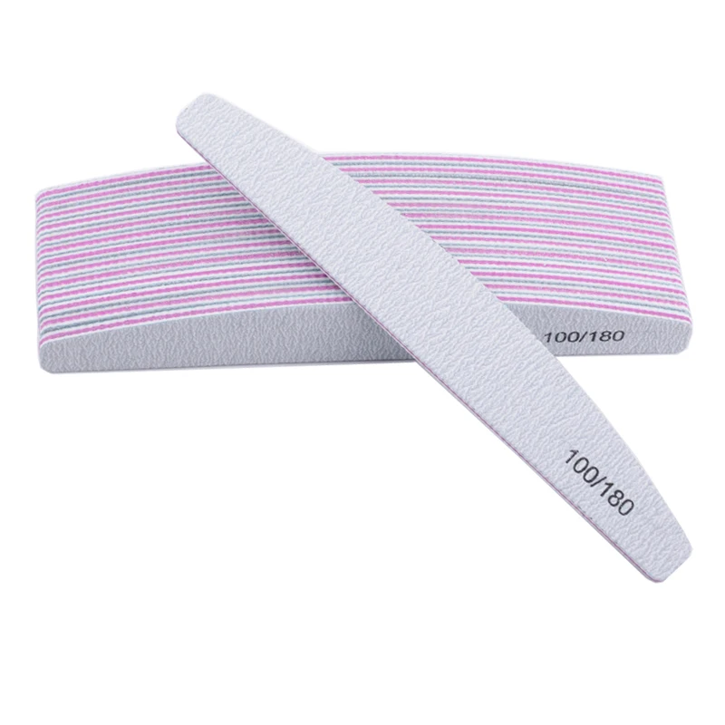 

10Pcs 100/180 Nail File Sanding Polishing Buffer Block UV Gel Nail Polisher Manicure Pedicure Tools Nail Care Tools Grey Boat
