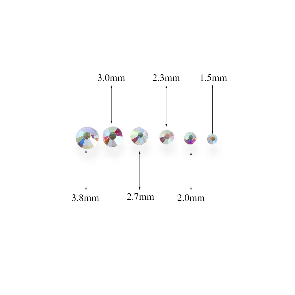 DIY AB Color Multi-size Crystals Nail Rhinestones Flat Back Glass For Nails Art Decors Gems Charms Manicure Accessories | Красота и