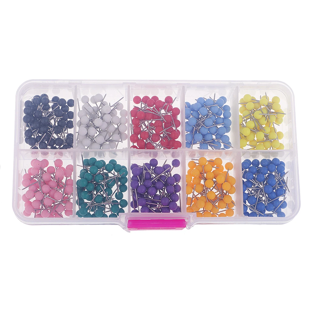 A Box of 500pcs Plastic Round Head Push Pins Office Drawing Map Tacks Thumbtack | Дом и сад