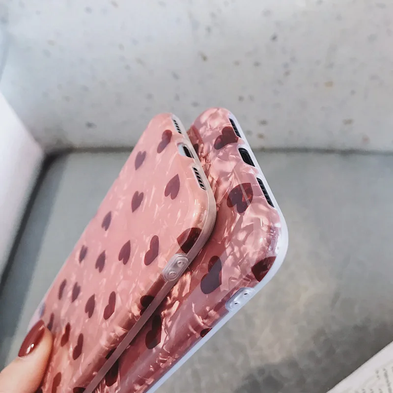 Чехол для телефона с сердечками iphone XR Max X XS 6 6S 7 8 plus раковины сердечки мягкий