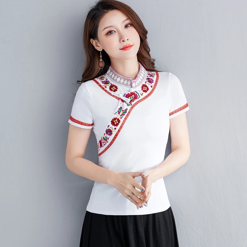KYQIAO blusas mujer de moda 2020 женские топы этнические рубашки дизайнерские зеленые красные