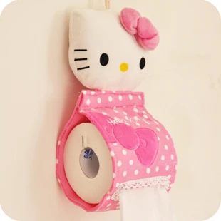Розовый Мультяшная посылка для дома и ванной комнаты hello kitty, оригинальная коробка для салфеток, полотенец, салфеток, бумажная сумка для туалета, подвесная сумка - Цвет: Розовый