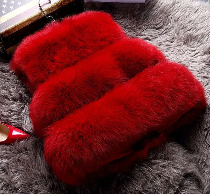 Весенняя мода для женщин высокая имитация искусственного меха жилет пальто