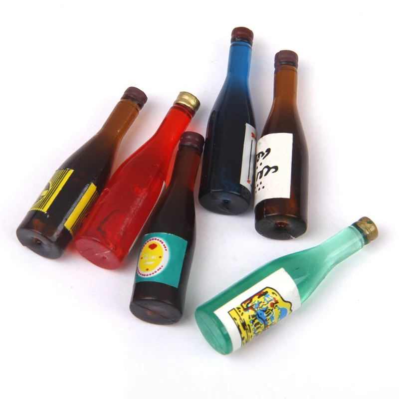 1:12 Miniature Doll House Bottles Wine 6 Piece Play Games Furniture DIY Handmade Accessories |