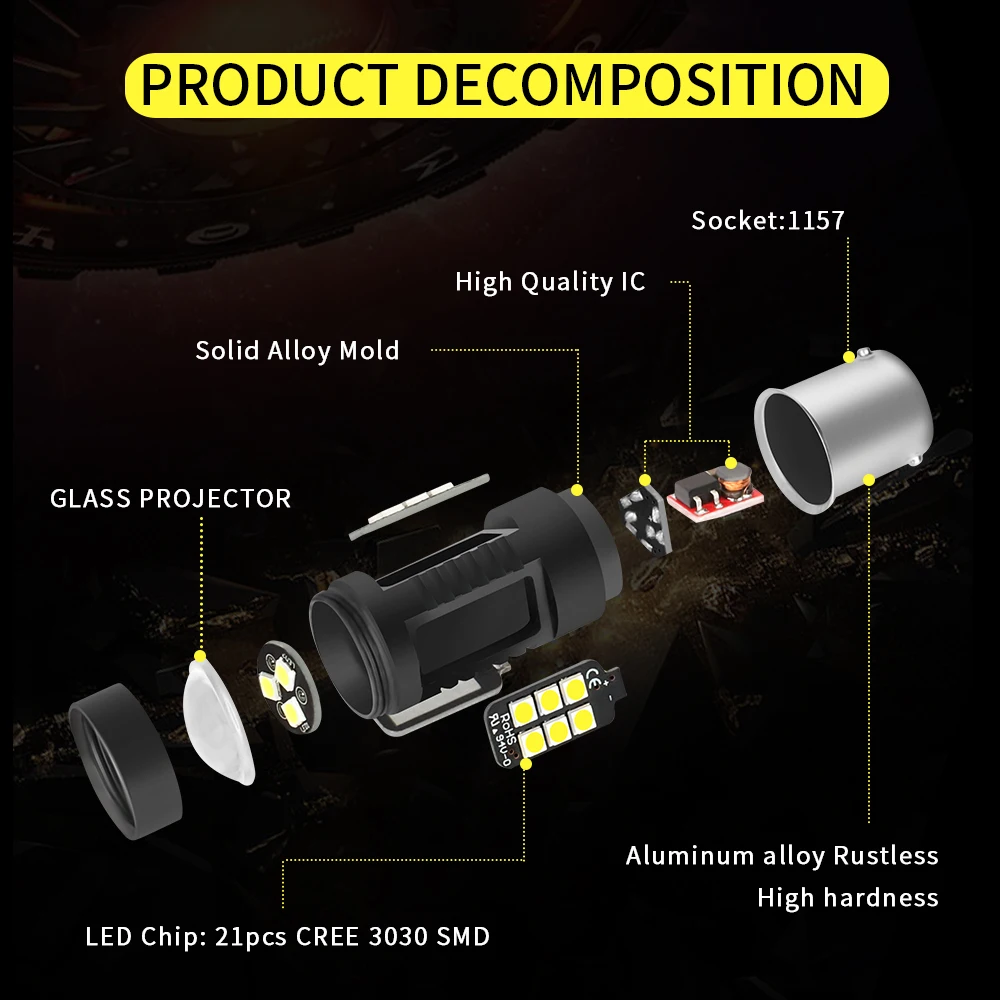KAFOLEE 3 цвета на выбор BAY15D светодиодный 1157 P21/5W led BA15D красный белый и желтый стоп