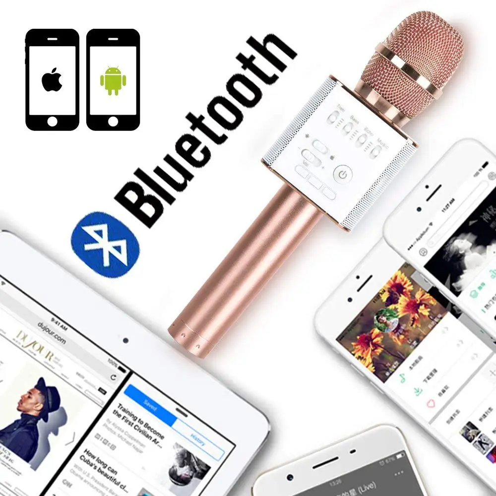 Караоке микрофоны Q9 беспроводной Bluetooth 4 в 1 портативный домашний KTV плеер