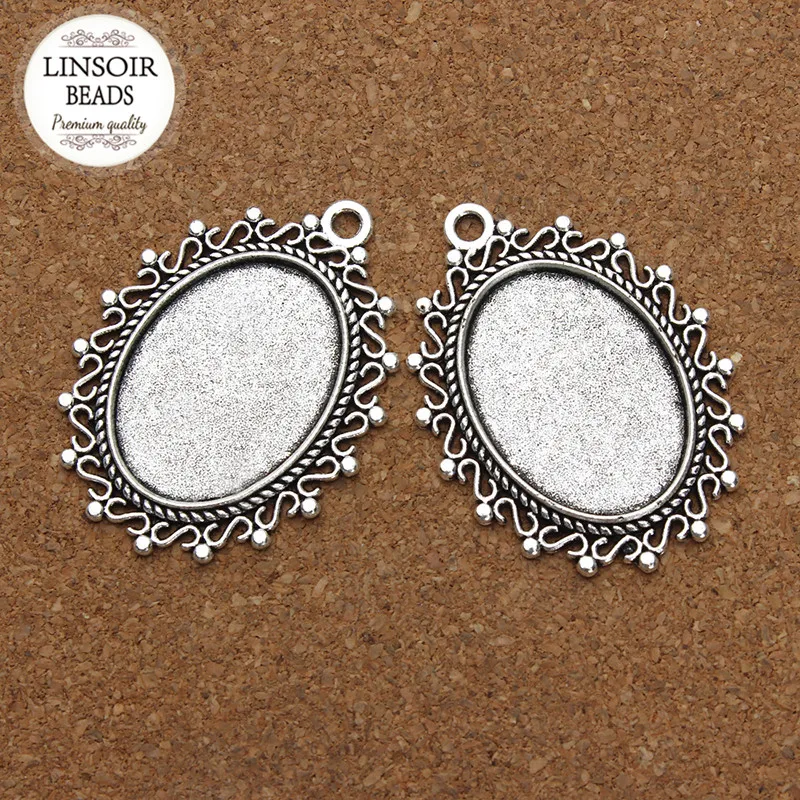 

10pcs/lot Antique Silver Color Blank Pendant Base Fitting 18*25mm Oval Cabochon Cameo Base Bezel Tray Diy Jewelry Making F1007