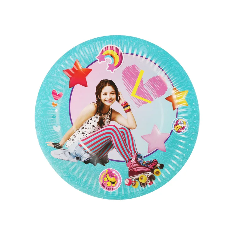 plate 10pcs Soy Luna тема бумажные тарелки и соломки салфетки День Рождения украшения Дети девушки ребенок душ одноразовая посуда - Color: plate 10pcs