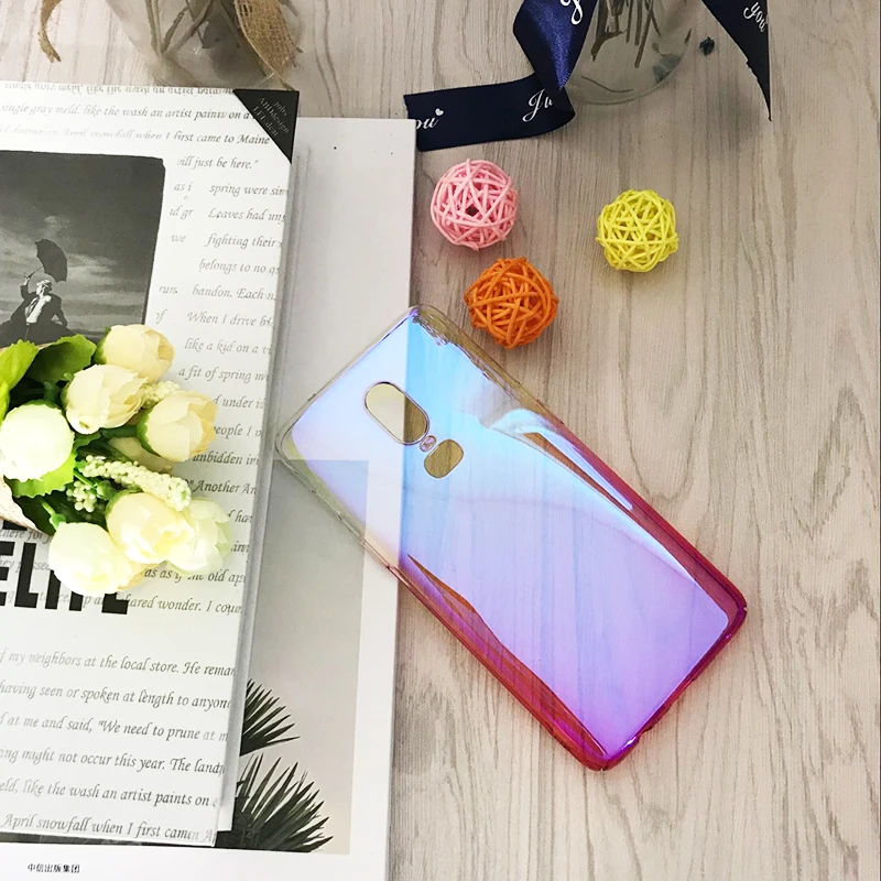 Amzboon Case For Oneplus 6 Luxury Aurora Gradient Color Transparent Cover 5T Phone case Light Slim PC Coque 1+5 | Мобильные телефоны
