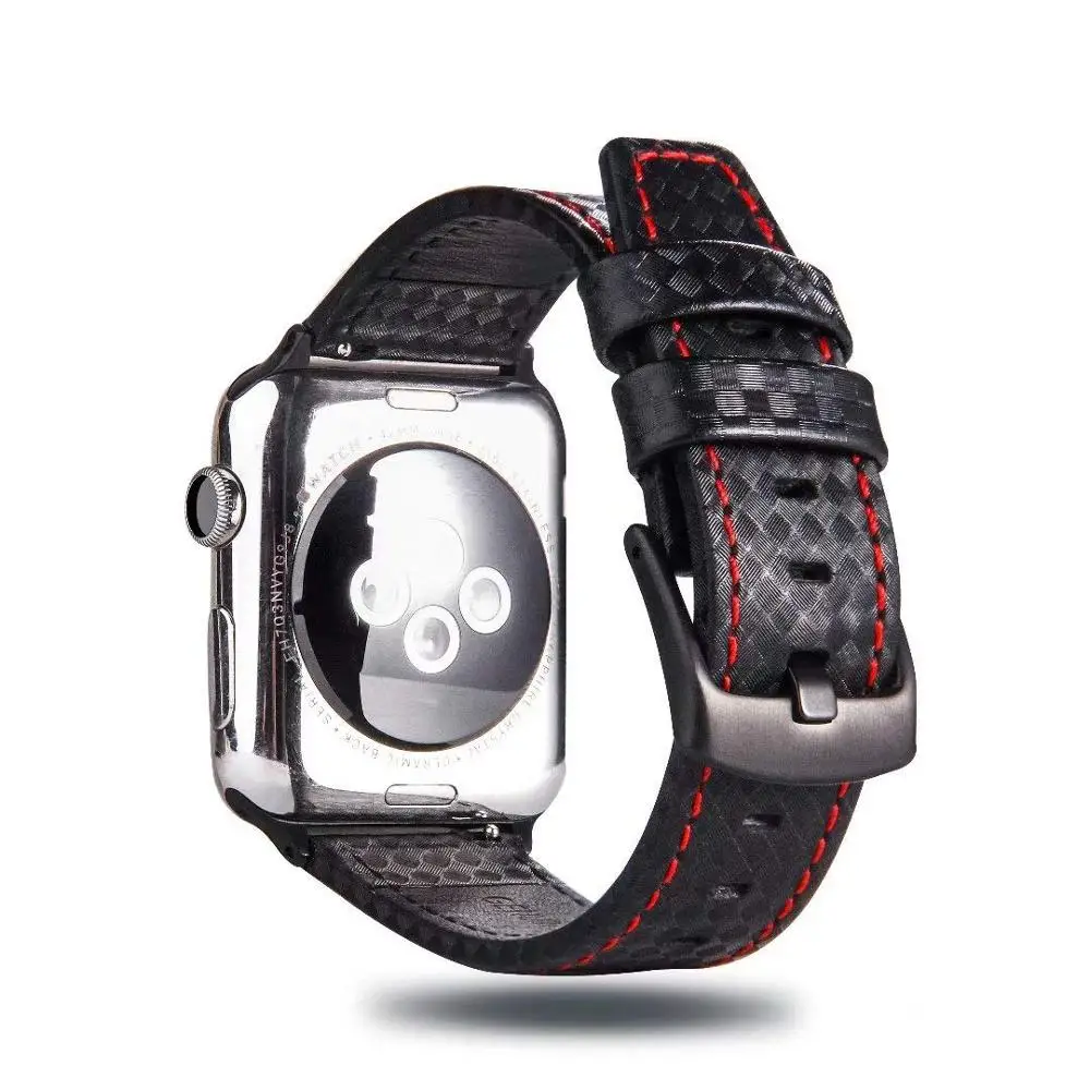 Ремешок из углеродного волокна для Apple watch band 44 мм 40 роскошный кожаный браслет iWatch