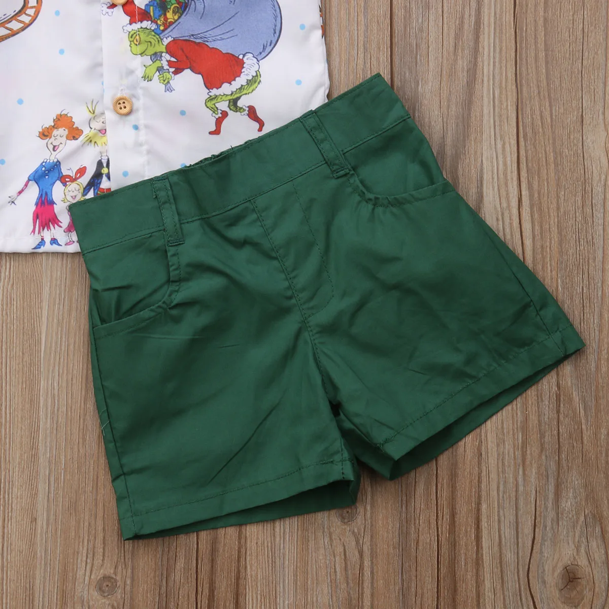 Xmas Baby Boy Gentleman Clothes Set Summer Suit For Toddler Kid Formal Party Print Blouse Shorts Chrismas Clothing 1-5Y |