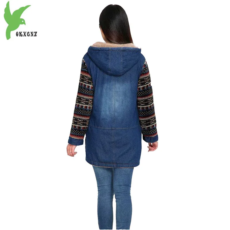 Куртка женская джинсовая осенне зимняя с капюшоном|coat fashion|hooded coatcotton jacket |