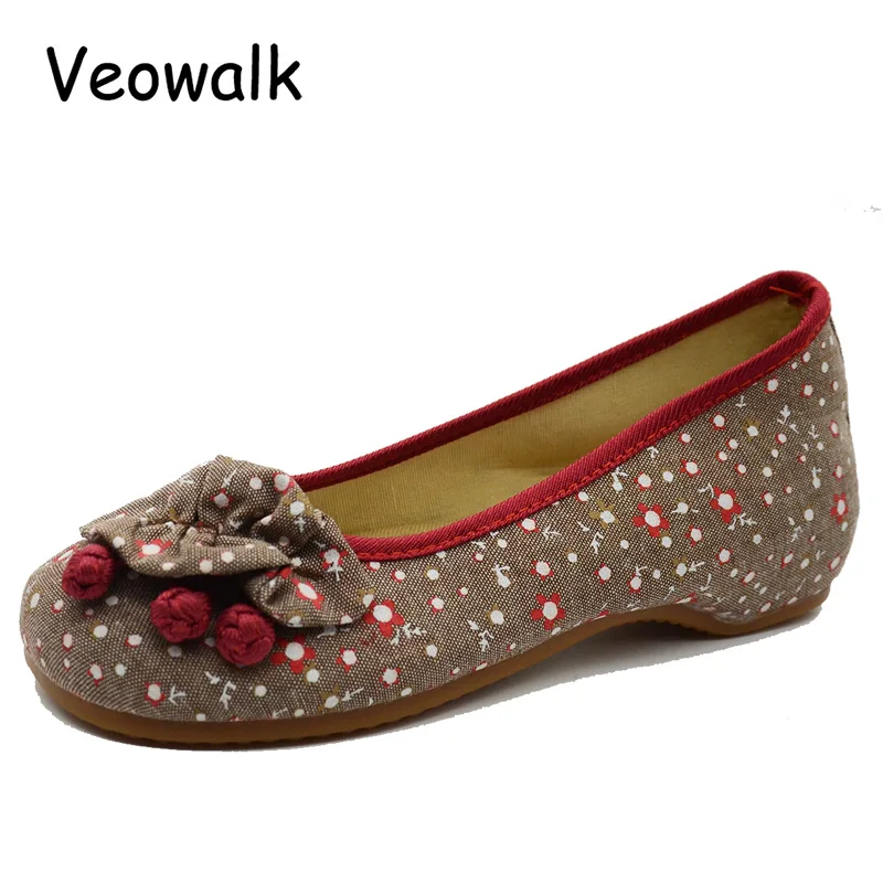 Veowalk/женские ручной работы в горошек печатных Женская хлопковая ткань цветочный