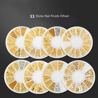 diy 3d gold silver nail art decorations metal rivets studs rhinestones pearl jewelry nail charms accessoires