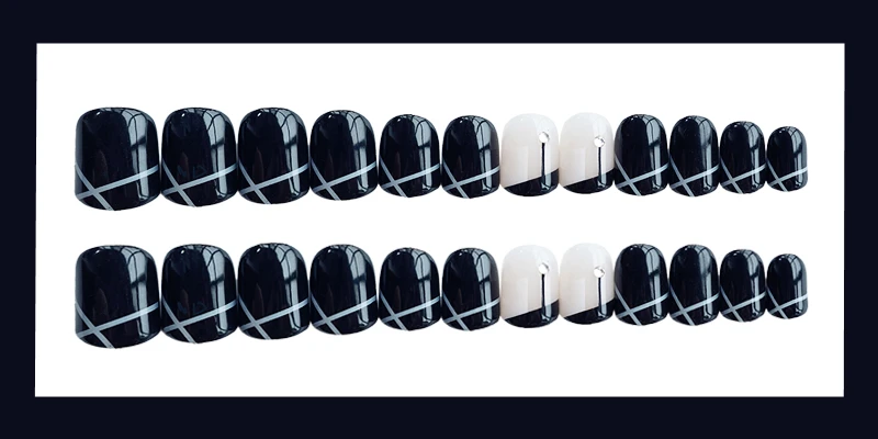 24 шт./компл. крутые черные блестящие 3D накладные ногти темно предварительно