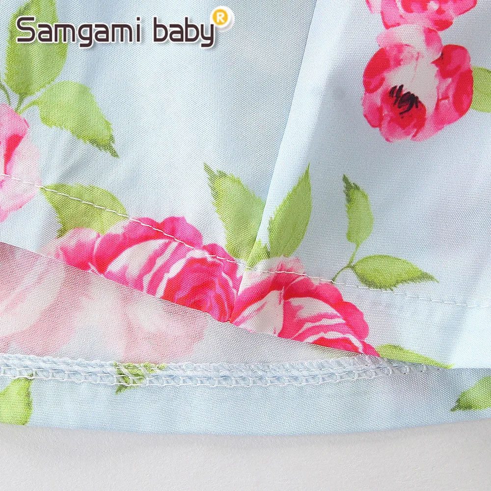 

SAMGAMI BABY Toddler Girl Clothes Outfits Girls Dress Summer Cotton Floral Print Sleeveless Bow Tie baby Kids thin daily Dresses