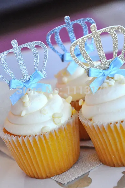 Топперы для капкейков Little prince корона маленького принца Baby Shower свадьбы baby shower