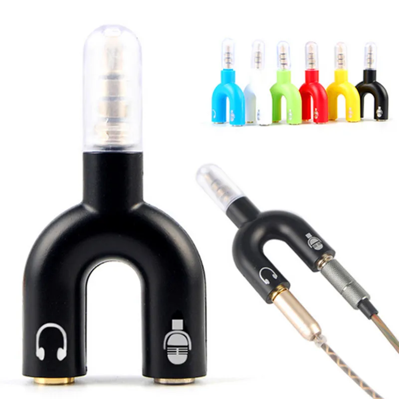 

audio cable 3.5mm Audio Converter Split wheat adapter Color one point two couple headset mobile computer splitter audio cable