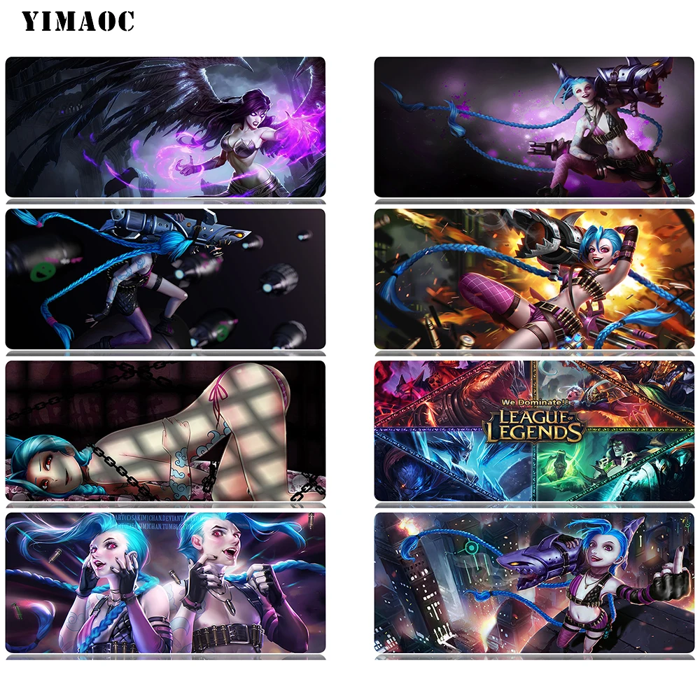 YIMAOC Jinx League of Legends коврик для мыши 30x80 см компьютерная Противоскользящий